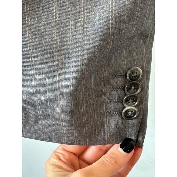 Michael Michael Kors Suit Men 38 Regular Gray Striped Wool Single Breasted - Picture 5 of 15
